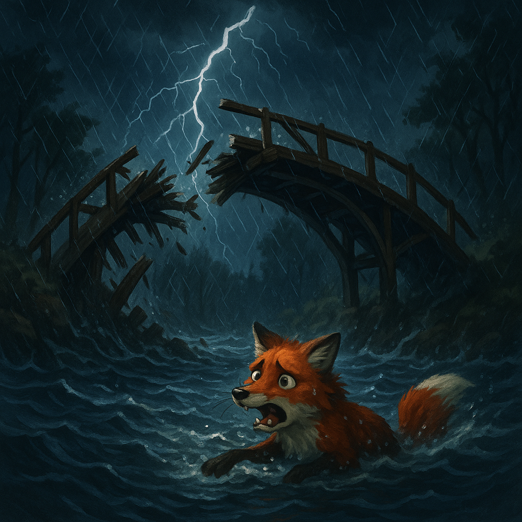 storm destroys bridge