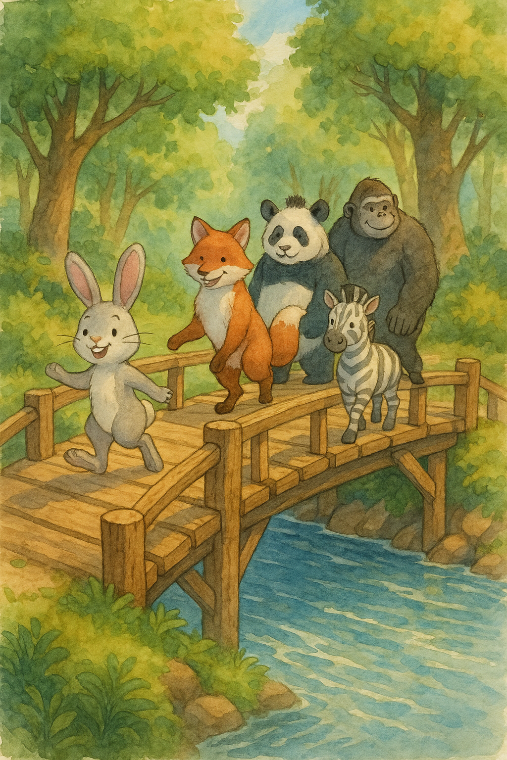 Animals crossing Harriet's bridge