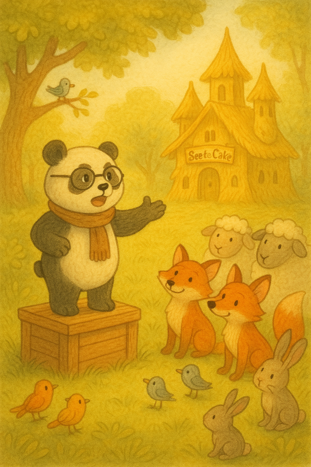 J.D. Panda speaking to the animals